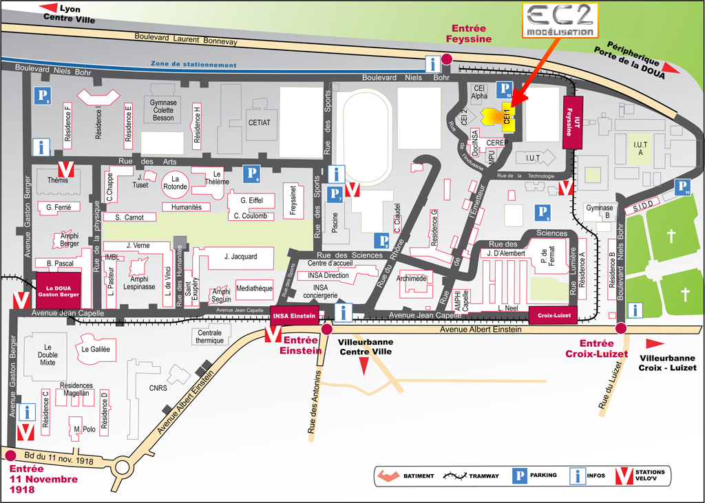 plan campus de LyonTech la Doua
